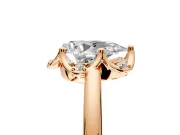 Floral Frame Engagement Ring Setting for Pear-Shaped Center with Accent Clusters and Prong Head in Rose Gold