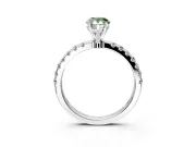 Open Basket Engagement Ring Setting for Fancy Green Pear-Shaped Center with Pave Band and Prong Head in Platinum
