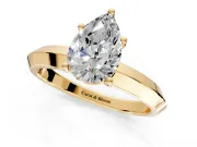 Solitaire Engagement Ring Setting for Pear-Shaped Center with Wide Knife Ridge Band and Prong Head in Yellow Gold