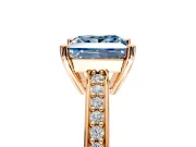 Solitaire Engagement Ring Setting for Fancy Blue Princess Cut Center with Channel-Set Accent Band and Prong Head in Rose Gold