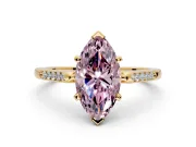 Solitaire Engagement Ring Setting for Fancy Pink Marquise Center with Channel Accents and Prong Head in Yellow Gold