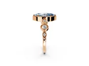 Vintage Station Engagement Ring Setting for Fancy Blue Marquise Center with Accents and Prong Head in Rose Gold