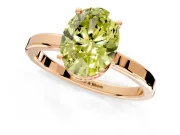 Hidden Halo Engagement Ring Setting for Fancy Yellow Oval Center with Wide Flat Plain Band and Prong Head in Rose Gold