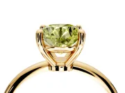 Minimalist Solitaire Engagement Ring Setting for Fancy Yellow Round Cut Center with Thin Band and Prong Head in Yellow Gold