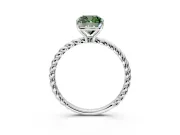 Solitaire Engagement Ring Setting for Fancy Green Cushion Cut Center with Plain Twisted Rope Band and Prong Head in Sterling Silver