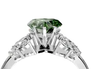 Leaf Cluster Engagement Ring Setting for Fancy Green Heart-Shaped Center with Marquise Accents and Prong Head in Platinum