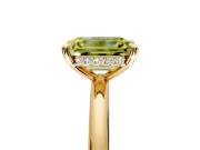 Hidden Halo Engagement Ring Setting for Fancy Yellow Emerald Cut Center with Thin Rounded Band and Prong Head in Yellow Gold