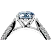 Solitaire Engagement Ring Setting for Fancy Blue Oval Center with Multi-Row Accents and Prong Head in Sterling Silver