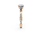 Solitaire Engagement Ring Setting for Fancy Blue Princess Cut Center with Channel Baguette Band and Prong Head in Rose Gold