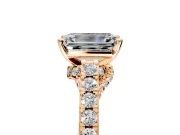 Solitaire Engagement Ring Setting for Emerald Cut Center with Crossover Accents and Prong Head in Rose Gold