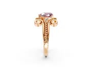 Solitaire Engagement Ring Setting for Fancy Pink Heart-Shaped Center with Twisted Band and Scroll Prong Head in Rose Gold