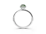 Hidden Halo Engagement Ring Setting for Fancy Green Marquise Center with Pave Band and Prong Head in Sterling Silver