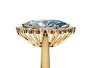 Starburst Halo Engagement Ring Setting for Fancy Blue Marquise Center with Thin Round-Wire Band and Prong Head in Yellow Gold