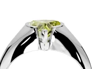 Tension Engagement Ring Setting for Fancy Yellow Heart-Shaped Center with Wide Tapered Band and Tension Head in Sterling Silver