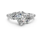 Solitaire Engagement Ring Setting for Pear-Shaped Center with Marquise Accent Twist Band and Prong Head in Sterling Silver