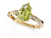 Side Accent Engagement Ring Setting for Fancy Yellow Pear-Shaped Center with Accent Shoulders and Prong Head in Yellow Gold