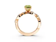 Solitaire Engagement Ring Setting for Fancy Yellow Radiant Cut Center with Bar-Station Pave Twist and Prong Head in Rose Gold