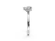 Hidden Halo Engagement Ring Setting for Heart-Shaped Center with Plain Band and Tall Prong Head in White Gold