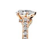 Solitaire Engagement Ring Setting for Pear-Shaped Center with Crossover Accents and Prong Head in Rose Gold
