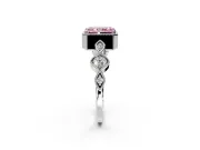 Vintage Station Engagement Ring Setting for Fancy Pink Radiant Cut Center with Accents and Prong Head in Platinum