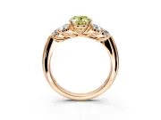 Cluster Engagement Ring Setting for Fancy Yellow Oval Center with Round Cut Accent Frame and Prong Head in Rose Gold