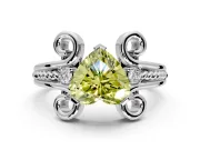 Solitaire Engagement Ring Setting for Fancy Yellow Heart-Shaped Center with Twisted Band and Scroll Prong Head in Platinum
