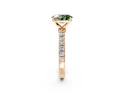 Open Basket Engagement Ring Setting for Fancy Green Oval Center with Pave Band and Prong Head in Rose Gold