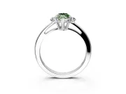 3 Stone Engagement Ring Setting for Fancy Green Marquise Center with Low-Set Round Cut Accents and Prong Head in Sterling Silver