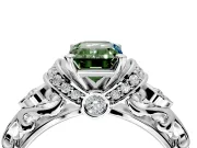 Solitaire Engagement Ring Setting for Fancy Green Emerald Cut Center with Filigree Band and Prong Head in Platinum