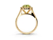 Halo Engagement Ring Setting for Fancy Yellow Round Cut Center with Square Band and Prong Head in Yellow Gold