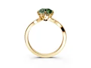 Solitaire Engagement Ring Setting for Fancy Green Round Cut Center with Plain Split Shank and Prong Head in Yellow Gold