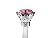 Solitaire Engagement Ring Setting for Fancy Pink Round Cut Center with Plain Band and Tulip Prong Head in Platinum