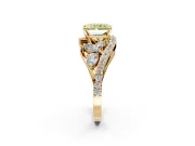 Halo Engagement Ring Setting for Fancy Yellow Radiant Cut Center with Marquise and Pave Bypass Band and Prong Head in Yellow Gold