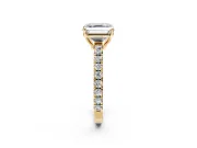Solitaire Engagement Ring Setting for Asscher Cut Center with Large Accent Band and Prong Head in Yellow Gold
