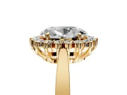 Starburst Halo Engagement Ring Setting for Oval Center with Flat Cathedral Band and Prong Head in Yellow Gold