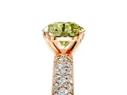 Solitaire Engagement Ring Setting for Fancy Yellow Round Cut Center with Domed Multi-Row Pave Band and Prong Head in Rose Gold