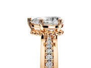 Solitaire Engagement Ring Setting for Pear-Shaped Center with Raised Channel Band and Prong Head in Rose Gold