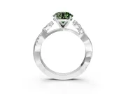 Floral Engagement Ring Setting for Fancy Green Round Cut Center with Trailing Marquise Accents and Prong Head in Sterling Silver