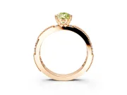 Solitaire Engagement Ring Setting for Fancy Yellow Pear-Shaped Center with Milgrain-Edged Pave Band and Prong Head in Rose Gold