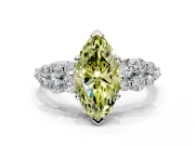 Cluster Engagement Ring Setting for Fancy Yellow Marquise Center with 2-Row Shoulder Clusters and Prong Head in Sterling Silver