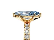 Solitaire Engagement Ring Setting for Fancy Blue Marquise Center with Round Cut Pave Band and Prong Head in Yellow Gold