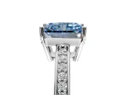 Solitaire Engagement Ring Setting for Fancy Blue Radiant Cut Center with Channel-Set Accent Band and Prong Head in White Gold