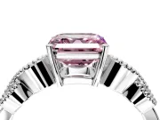 Leaf Engagement Ring Setting for Fancy Pink Asscher Cut Center with Milgrain Accent Band and Prong Head in Platinum
