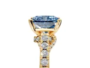 Solitaire Engagement Ring Setting for Fancy Blue Radiant Cut Center with Crossover Accents and Prong Head in Yellow Gold