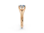 Solitaire Engagement Ring Setting for Fancy Blue Asscher Cut Center with Milgrain Cathedral Band and Prong Head in Rose Gold
