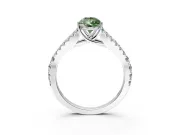 Solitaire Engagement Ring Setting for Fancy Green Pear-Shaped Center with Pave Split Shank and Prong Head in Sterling Silver