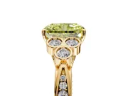Cluster Engagement Ring Setting for Fancy Yellow Radiant Cut Center with Bezel Accent Clusters and Prong Head in Yellow Gold