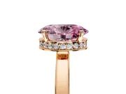 Hidden Halo Engagement Ring Setting for Fancy Pink Oval Center with Wide Flat Plain Band and Prong Head in Rose Gold
