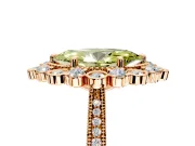 Milgrain Halo Engagement Ring Setting for Fancy Yellow Marquise Center with Bezel Point Accents and Prong Head in Rose Gold