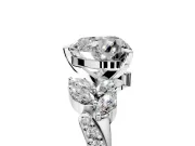 Solitaire Engagement Ring Setting for Heart-Shaped Center with Marquise Accent Twist Band and Prong Head in Platinum